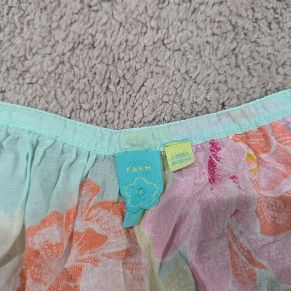 Farm Rio Blue Floral Blouse Oversized size Small - Picture 6 of 11